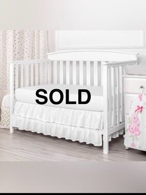 Crib Skirt Double Layer Ruffles. Toddler bed Skirt White Double Layer Ruffles